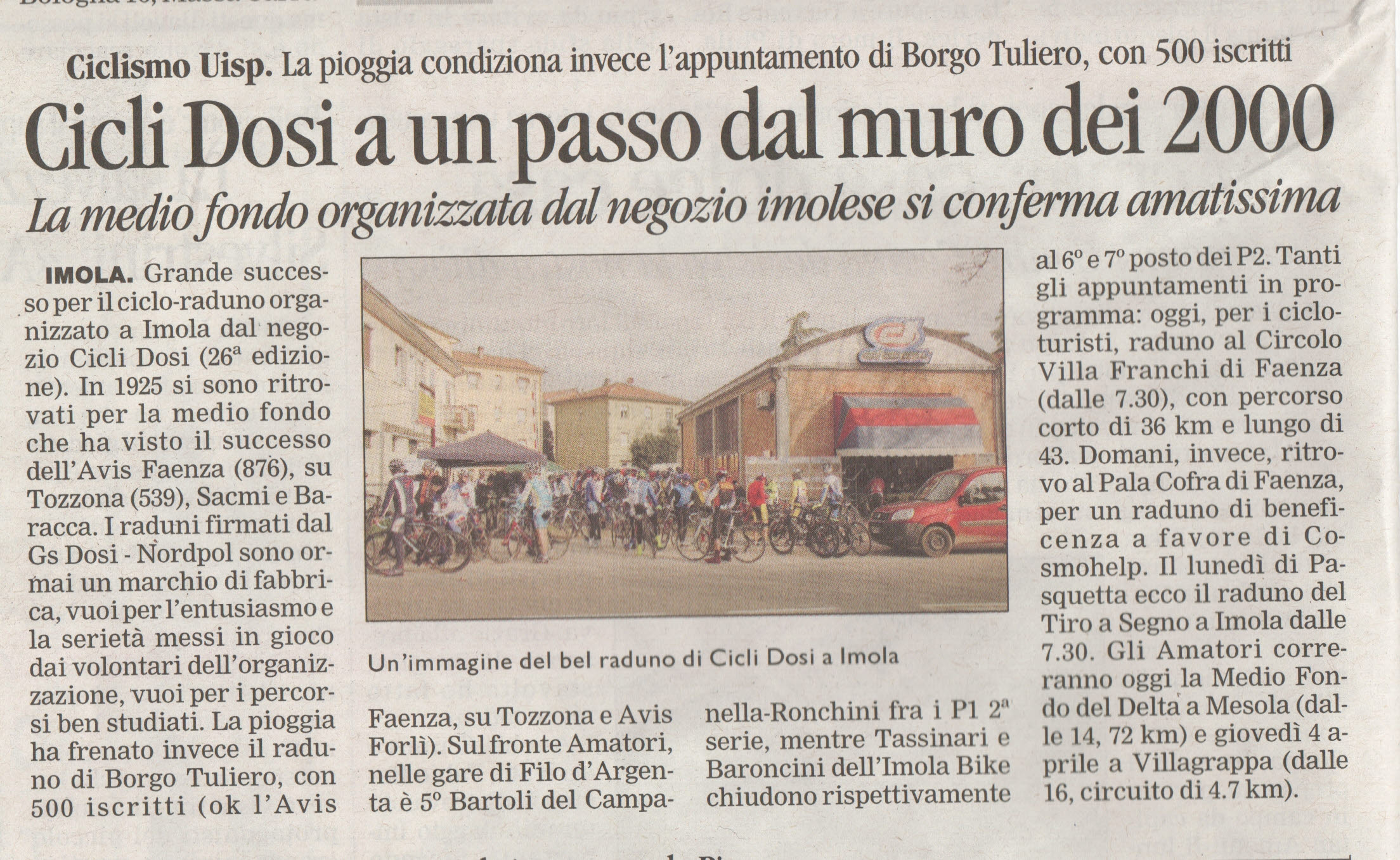 Cicli Dosi a un passo dal muro dei 2000 (Corriere Romagna 28.03.2013)